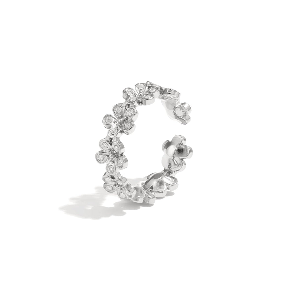 Daisy ring met bloemmotief en strasstenen