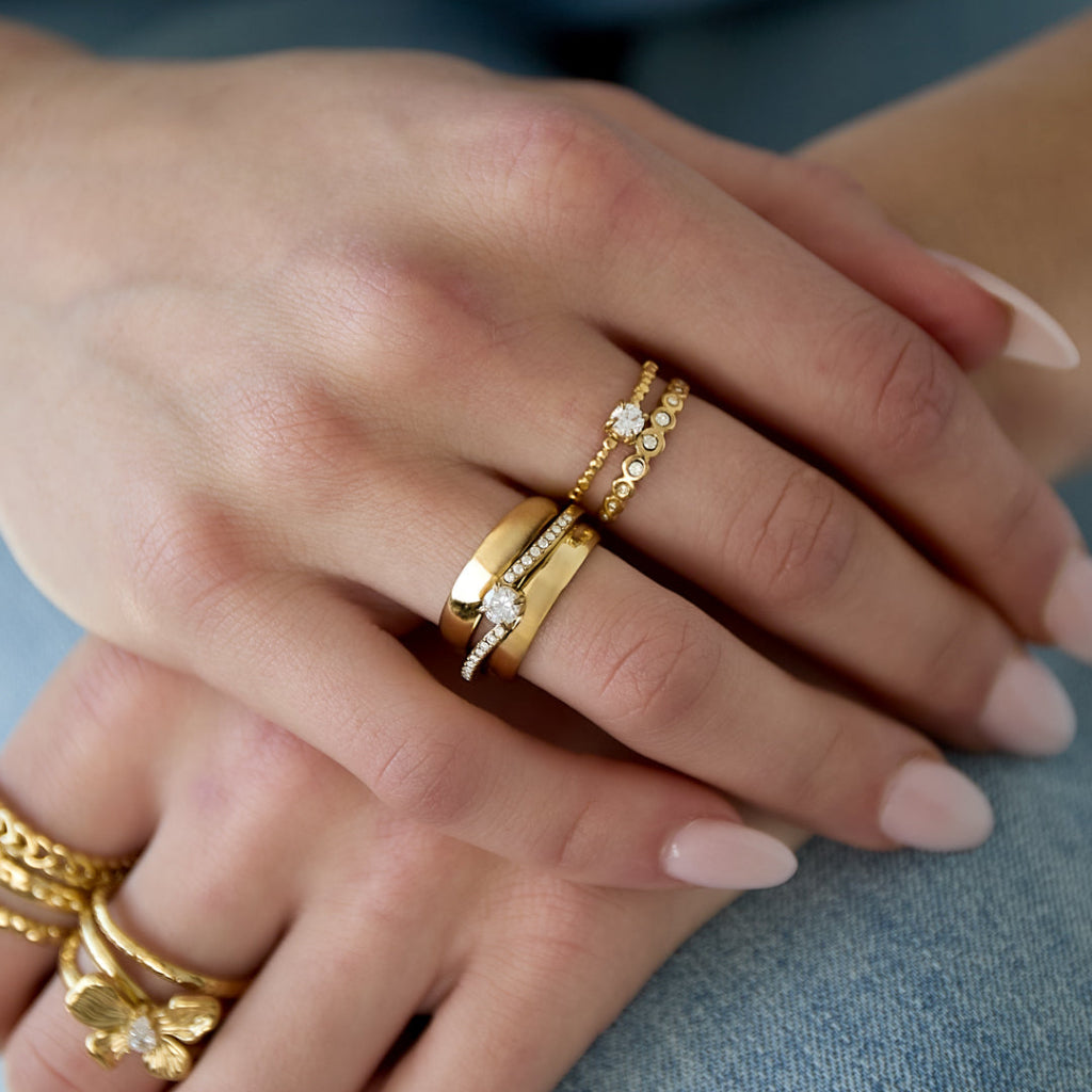 Dubbele verstelbare ring met strass