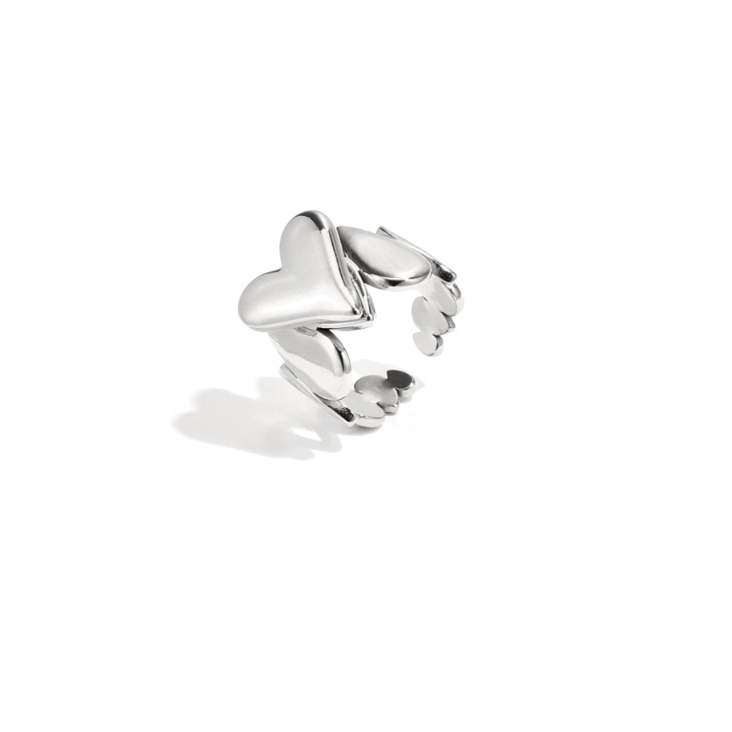 Verstelbare statement ring met hartdetails