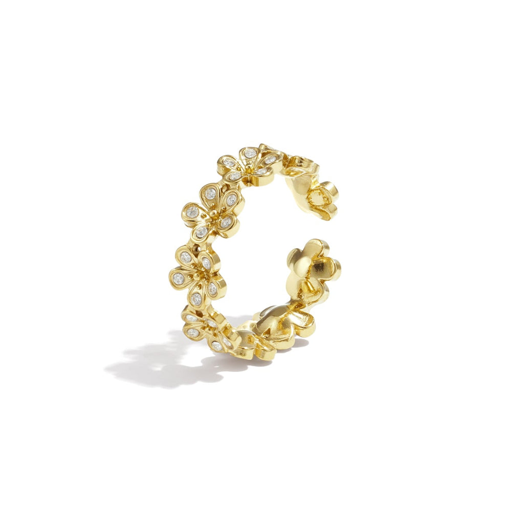 Daisy ring met bloemmotief en strasstenen