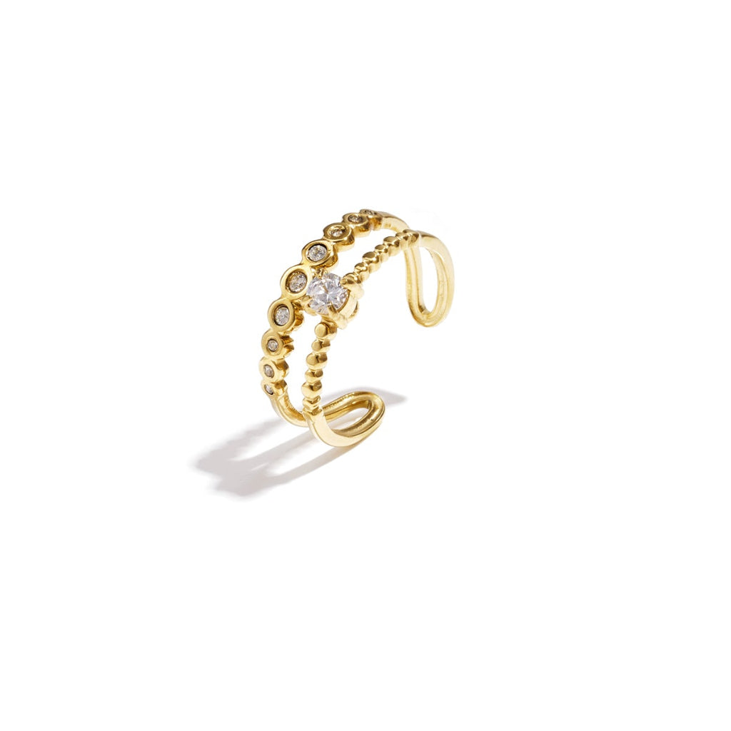Dubbele verstelbare ring met strass