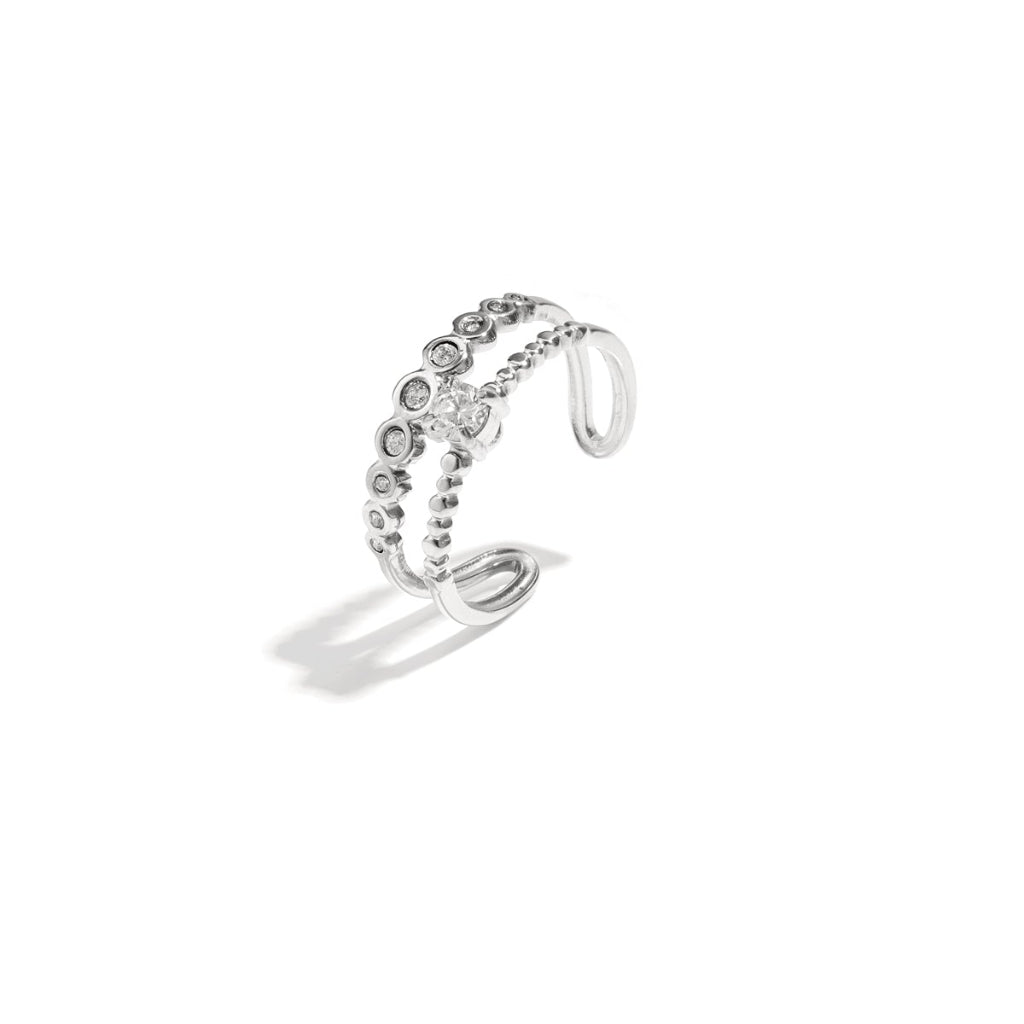 Dubbele verstelbare ring met strass