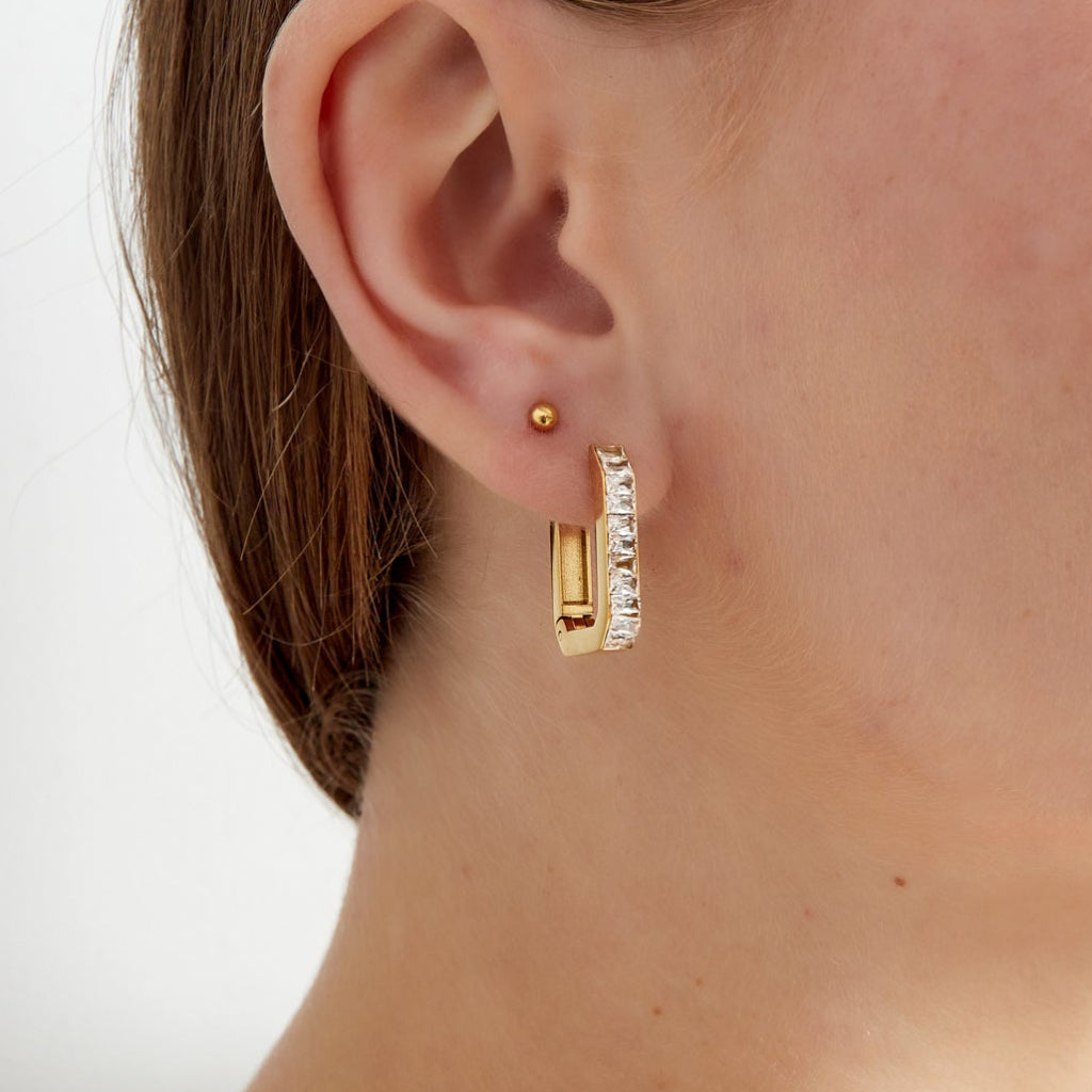 Rechthoekige strass oorbellen