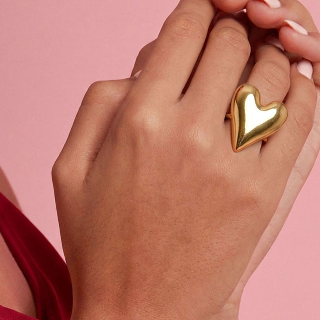 Statement ring met groot hart
