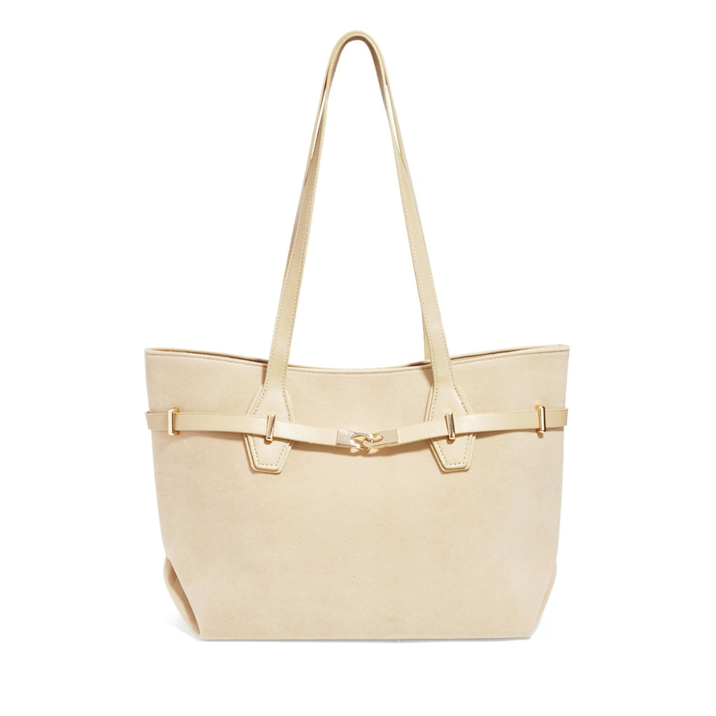Suéde tote bag in effen kleur