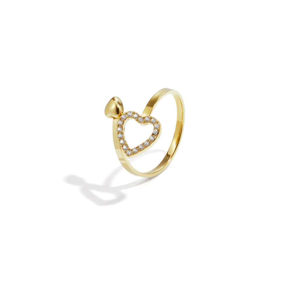 Verstelbare ring met hartjes en strass