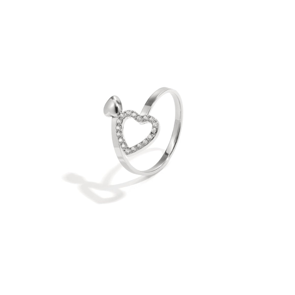 Verstelbare ring met hartjes en strass