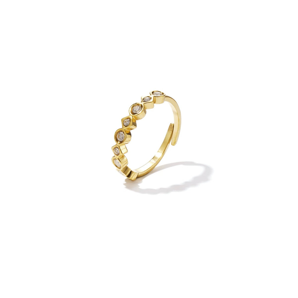 Verstelbare ring met vormen en strass