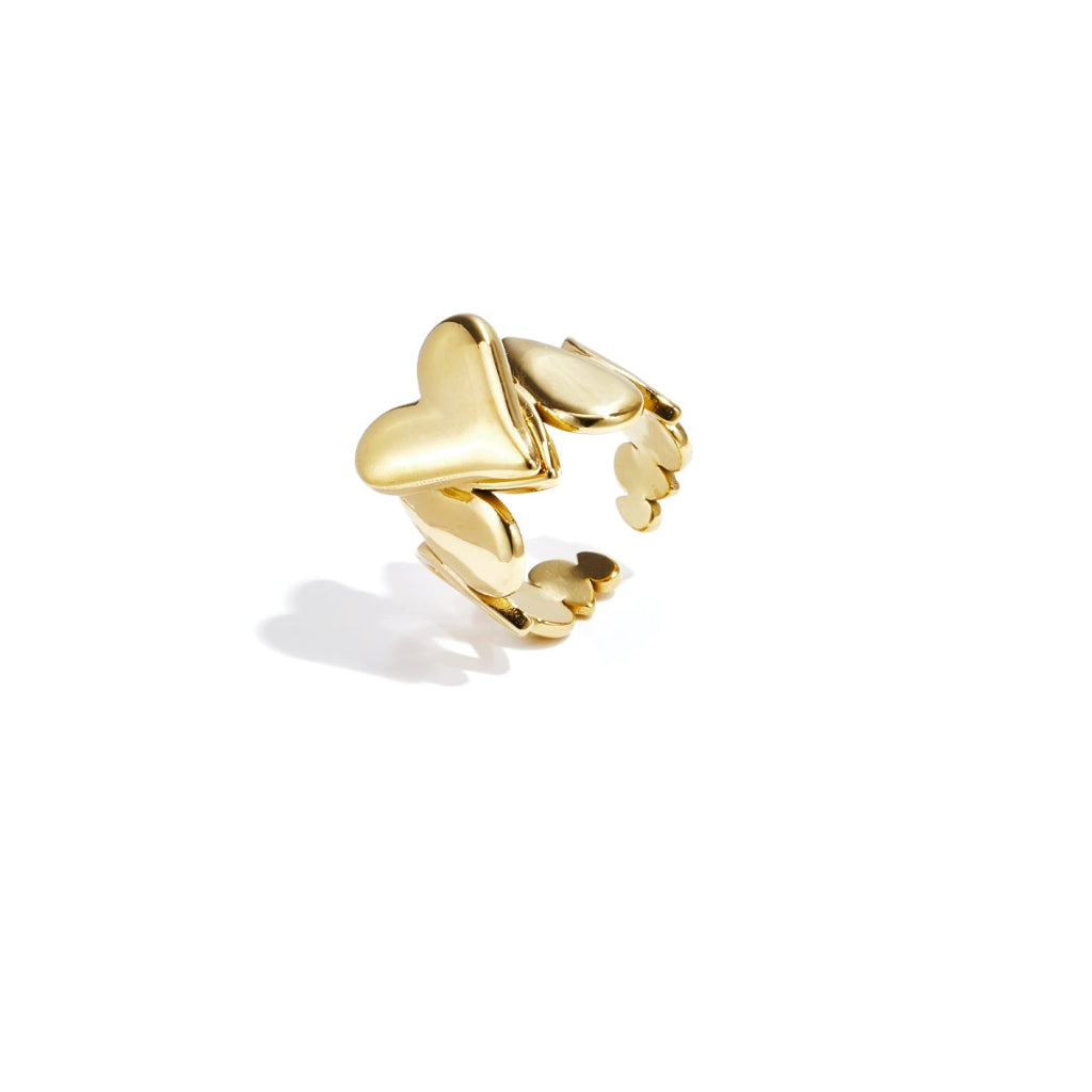 Verstelbare statement ring met hartdetails